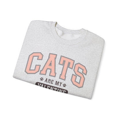 Cats Are My Valentine, Funny, Trendy Valentines, Hearts Day, Retro, Fur Parent, Introverts Gift, Oversized, Lounge Wear, Homebody Sweatshirt