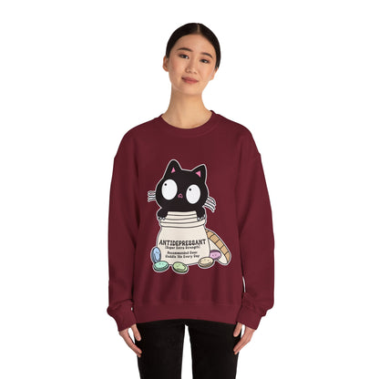 Cat as Antidepressant, College Sweatshirt, Gift For Fur Parent, Cat Mom, Cat Dad, Funny Cat Lover Sweater, Kawaii Shirt, Mental Health Humor