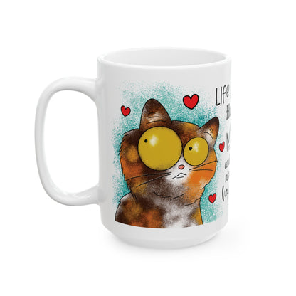 Hug Your Meow Ceramic Mug, Cat Lovers Gift, Coffee Cup, Funny Tea Cup, Pet Owner Present, Colleagues and Friends Gift, Cat Dad, Mom