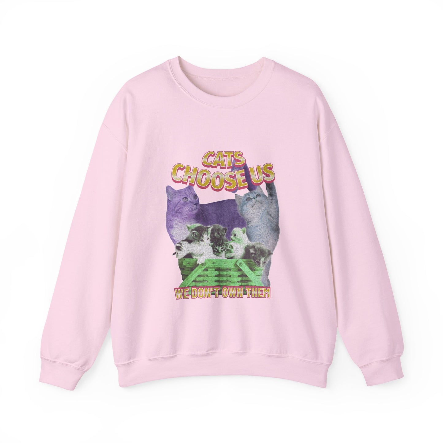 Cats Choose Us, Feline Lovers, Cute Sweatshirt for Fur Parents, Vintage Pullover, Retro College Shirt, Cozy Trendy, Pet Owner Mom Dad Gift