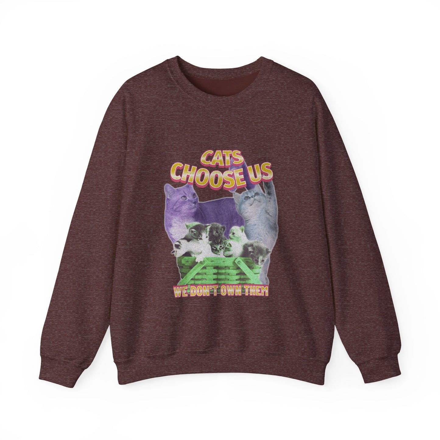 Cats Choose Us, Feline Lovers, Cute Sweatshirt for Fur Parents, Vintage Pullover, Retro College Shirt, Cozy Trendy, Pet Owner Mom Dad Gift