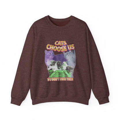 Cats Choose Us, Feline Lovers, Cute Sweatshirt for Fur Parents, Vintage Pullover, Retro College Shirt, Cozy Trendy, Pet Owner Mom Dad Gift