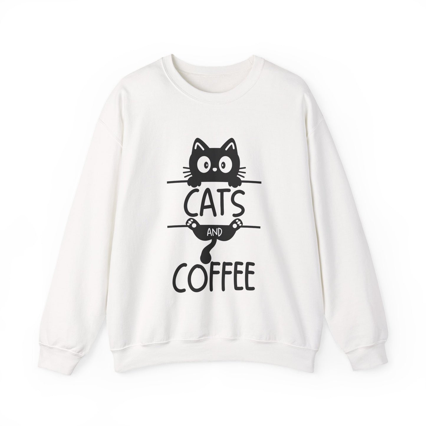 Cats and Coffee Sweatshirt, Funny Cat Mom Dad Pullover, Trendy Cat Lover Sweater, Cozy College Sweatshirt, Quirky Gift for Fur Parents