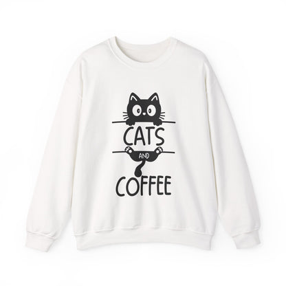 Cats and Coffee Sweatshirt, Funny Cat Mom Dad Pullover, Trendy Cat Lover Sweater, Cozy College Sweatshirt, Quirky Gift for Fur Parents
