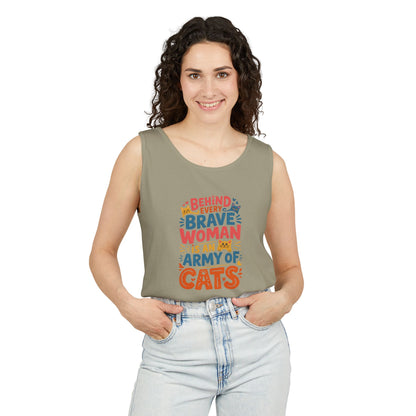 Behind Every Brave Woman Is An Army Of Cats Tank Top | Cat Lover Gift