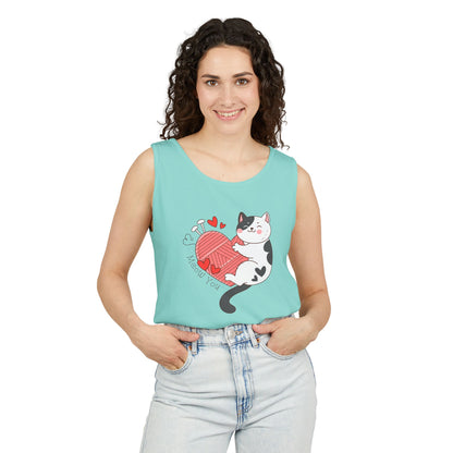Meow You Bi-Color Cat Valentine Tank Top | Cat Couple Love