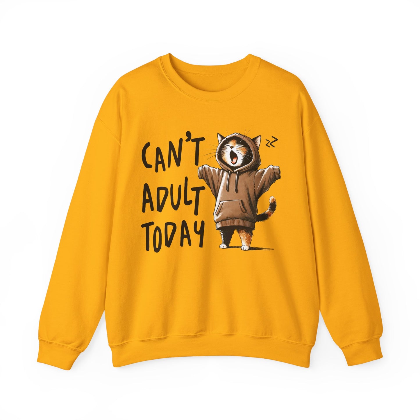 Cat Lover Sweatshirt, Funny Adulting Can't Adult Today, Fur Parents Gift, Crewneck Jumper, Cat Humor, Unisex Pullover