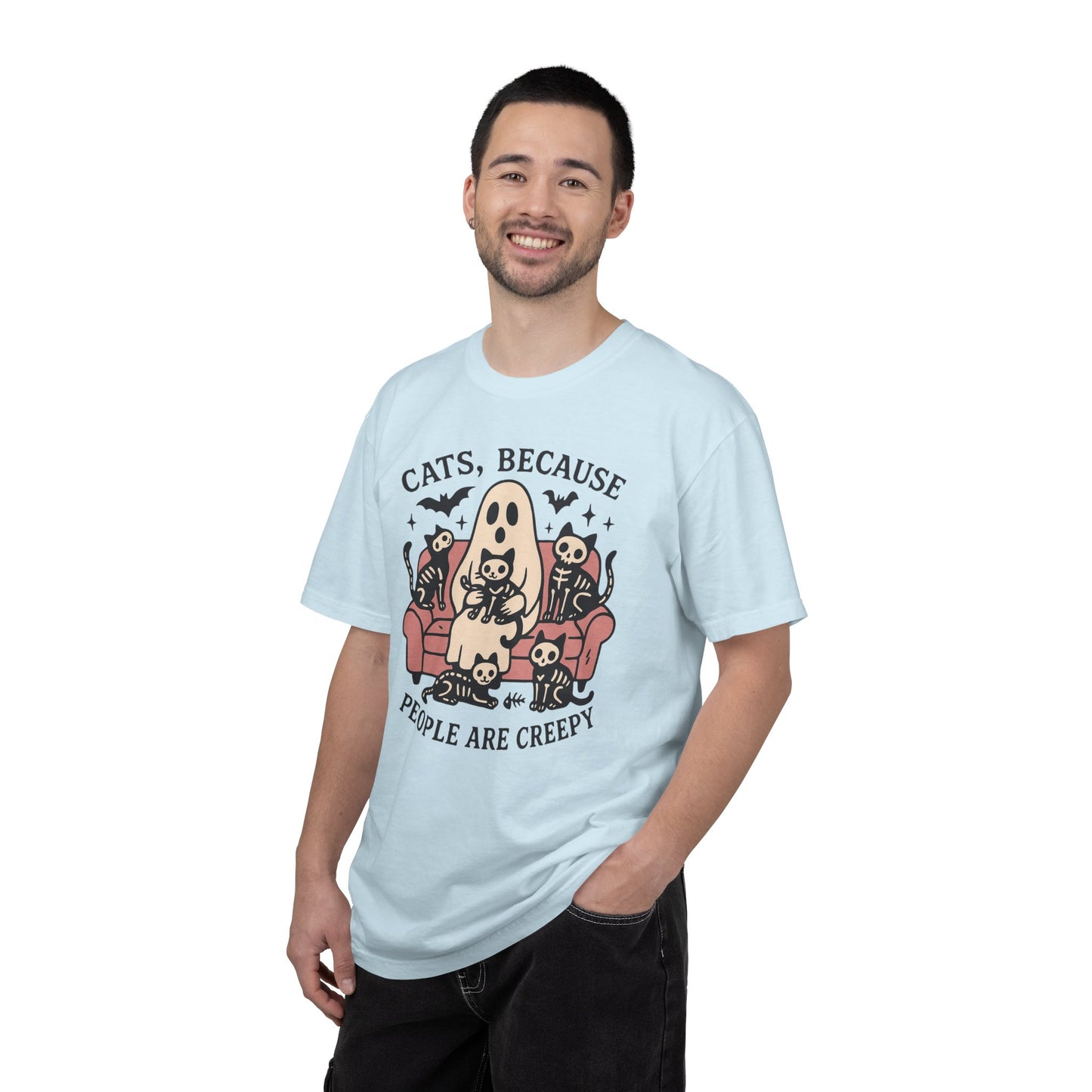 Cats Because People Are Creepy, Funny Cat, Unisex T-shirt, Halloween Shirt, Cat Lover, Haunted Ghost Tee, Spooky Shirt, Halloween Costume