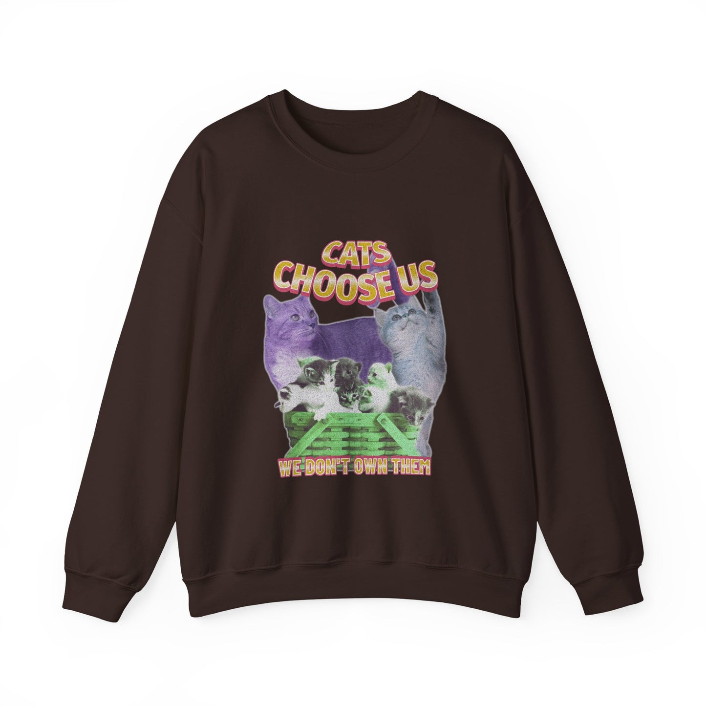 Cats Choose Us, Feline Lovers, Cute Sweatshirt for Fur Parents, Vintage Pullover, Retro College Shirt, Cozy Trendy, Pet Owner Mom Dad Gift