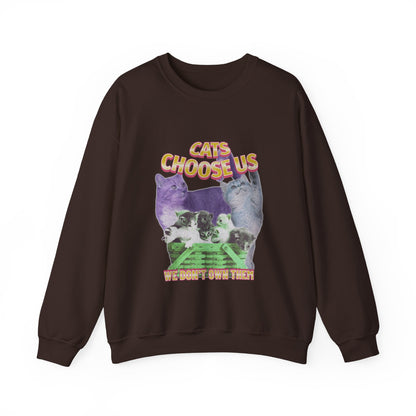 Cats Choose Us, Feline Lovers, Cute Sweatshirt for Fur Parents, Vintage Pullover, Retro College Shirt, Cozy Trendy, Pet Owner Mom Dad Gift