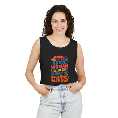 Behind Every Brave Woman Is An Army Of Cats Tank Top | Cat Lover Gift