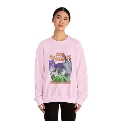 Cats Choose Us, Feline Lovers, Cute Sweatshirt for Fur Parents, Vintage Pullover, Retro College Shirt, Cozy Trendy, Pet Owner Mom Dad Gift