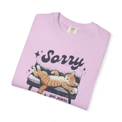 Sorry Got Plans Tired and Lazy Cat T-shirt | Funny Cat Tee