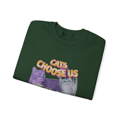 Cats Choose Us, Feline Lovers, Cute Sweatshirt for Fur Parents, Vintage Pullover, Retro College Shirt, Cozy Trendy, Pet Owner Mom Dad Gift