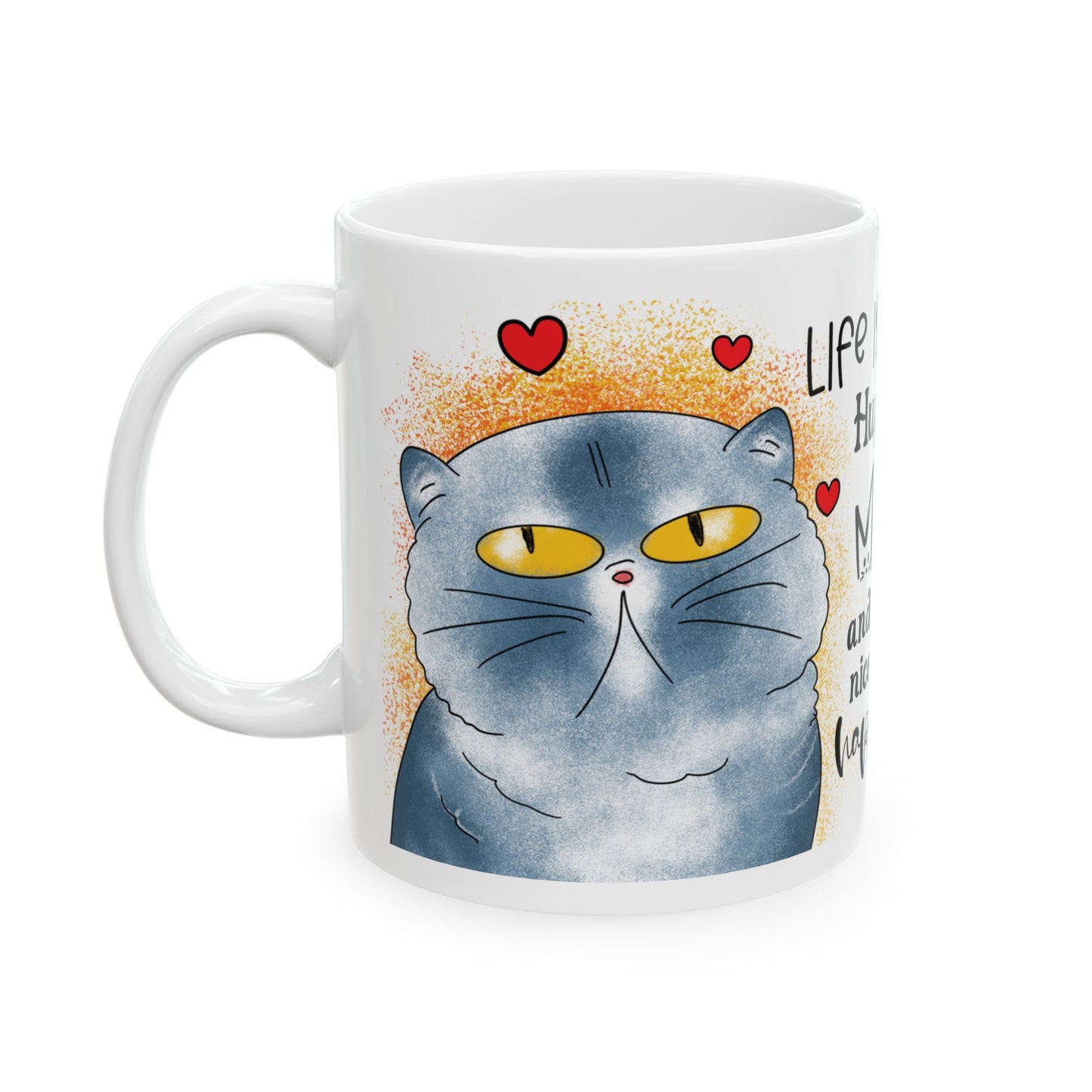 Hug Your Meow Ceramic Mug, Cat Lovers Gift, Coffee Cup, Funny Tea Cup, Pet Owner Present, Colleagues and Friends Gift, Cat Dad, Mom