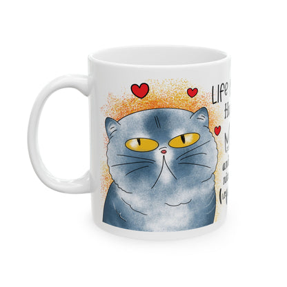 Hug Your Meow Ceramic Mug, Cat Lovers Gift, Coffee Cup, Funny Tea Cup, Pet Owner Present, Colleagues and Friends Gift, Cat Dad, Mom
