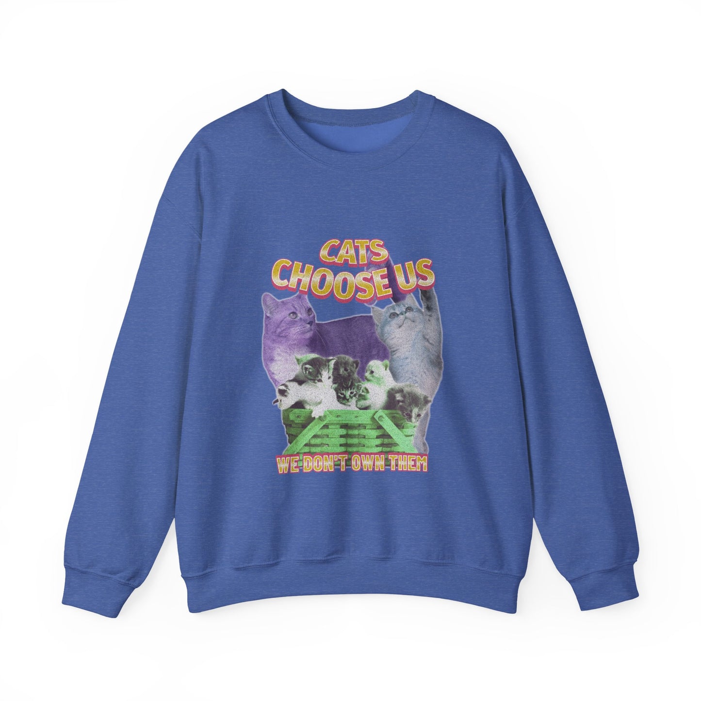 Cats Choose Us, Feline Lovers, Cute Sweatshirt for Fur Parents, Vintage Pullover, Retro College Shirt, Cozy Trendy, Pet Owner Mom Dad Gift