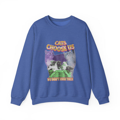 Cats Choose Us, Feline Lovers, Cute Sweatshirt for Fur Parents, Vintage Pullover, Retro College Shirt, Cozy Trendy, Pet Owner Mom Dad Gift