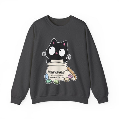 Cat as Antidepressant, College Sweatshirt, Gift For Fur Parent, Cat Mom, Cat Dad, Funny Cat Lover Sweater, Kawaii Shirt, Mental Health Humor