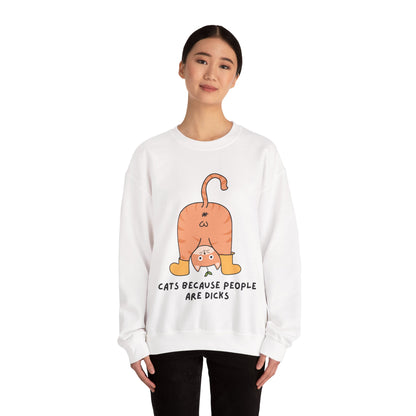 Cats Because People Are Dicks, Cat Mom, Cat Dad, Trendy Sweater, Cat Lovers, Quirky Gift, Fur Parents, Funny Fat Cat, College Sweatshirt