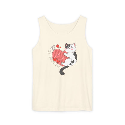 Meow You Bi-Color Cat Valentine Tank Top | Cat Couple Love