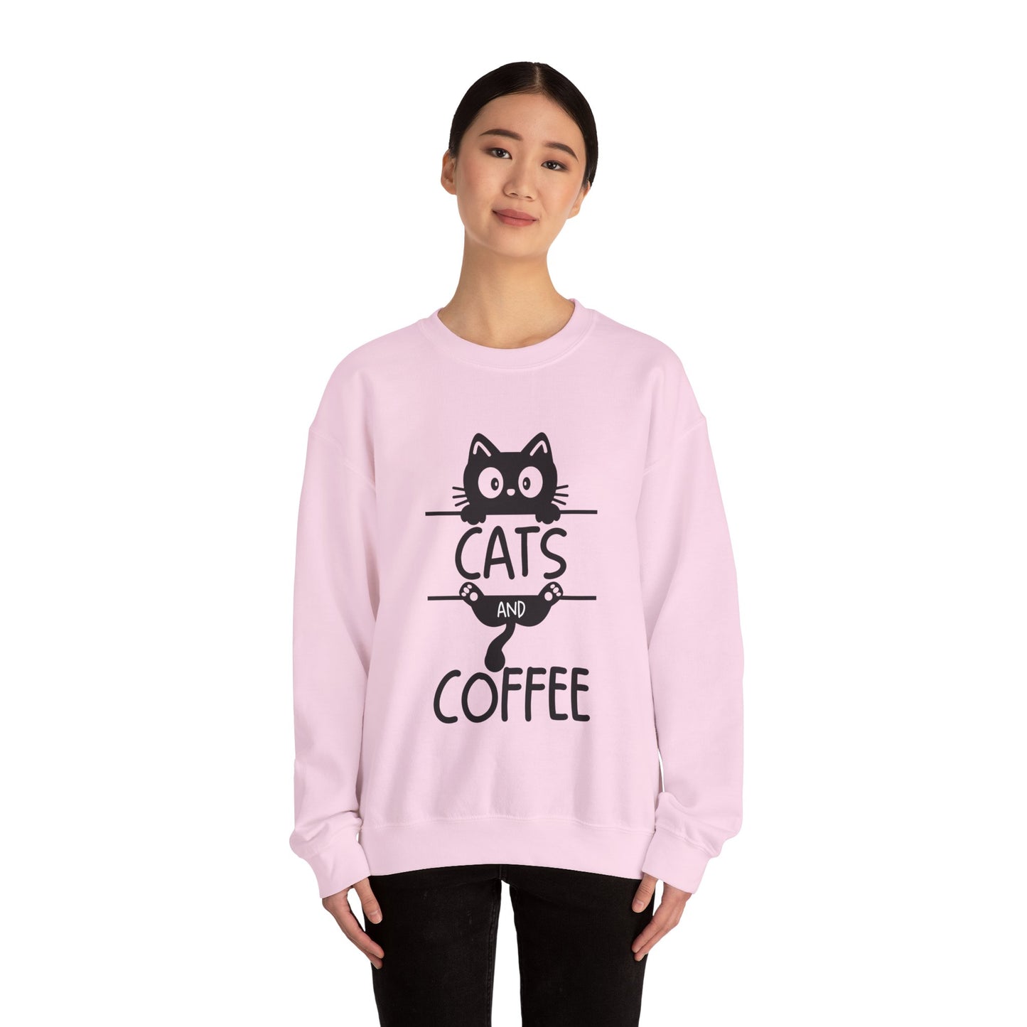 Cats and Coffee Sweatshirt, Funny Cat Mom Dad Pullover, Trendy Cat Lover Sweater, Cozy College Sweatshirt, Quirky Gift for Fur Parents
