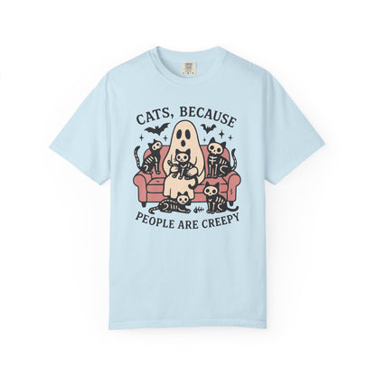 Cats Because People Are Creepy, Funny Cat, Unisex T-shirt, Halloween Shirt, Cat Lover, Haunted Ghost Tee, Spooky Shirt, Halloween Costume