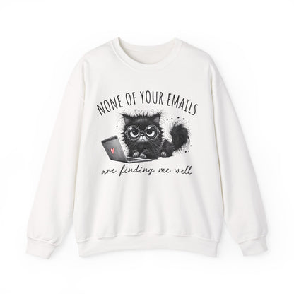 Funny Cat Unisex Sweatshirt, Corporate Humor Gift for Colleague or Boss, Crewneck Jumper, Office Cat Lover Present, Cat Lady Work Apparel