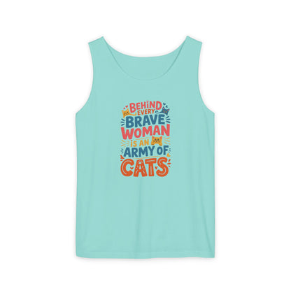 Behind Every Brave Woman Is An Army Of Cats Tank Top | Cat Lover Gift