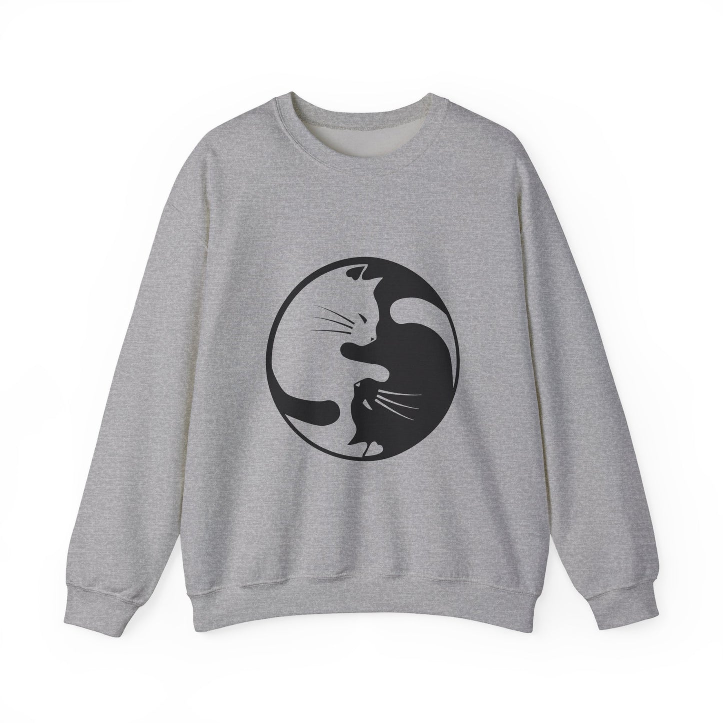 Yin Yang Cats, Feline Lovers, Cute Sweatshirt for Fur Parents, Kawaii Pullover, Black and White Cat, Cozy Trendy, Pet Owner Mom Dad Gift