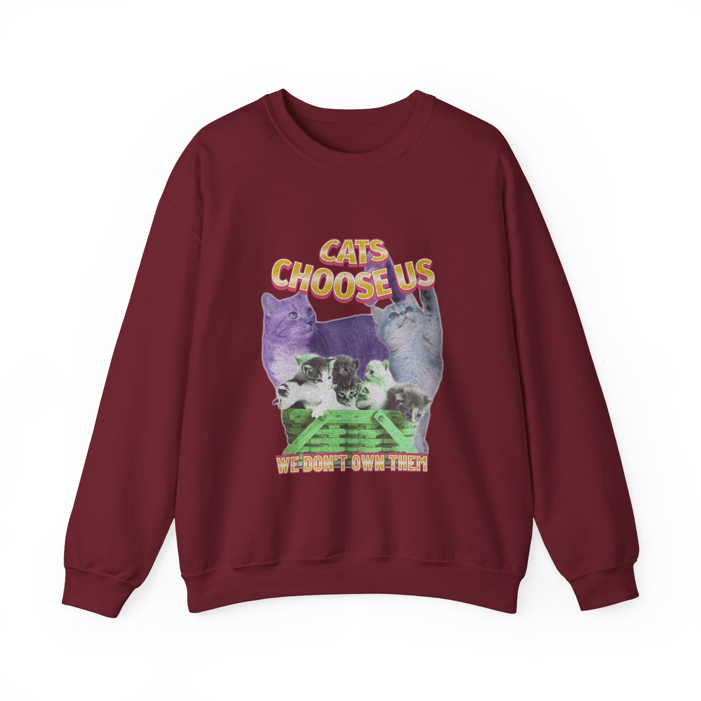 Cats Choose Us, Feline Lovers, Cute Sweatshirt for Fur Parents, Vintage Pullover, Retro College Shirt, Cozy Trendy, Pet Owner Mom Dad Gift