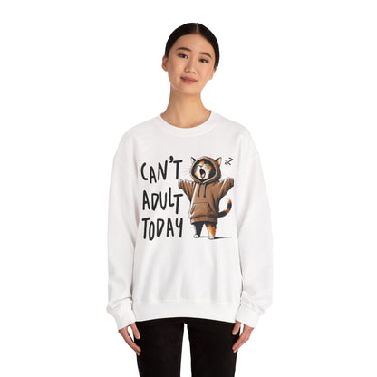 Cat Lover Sweatshirt, Funny Adulting Can't Adult Today, Fur Parents Gift, Crewneck Jumper, Cat Humor, Unisex Pullover