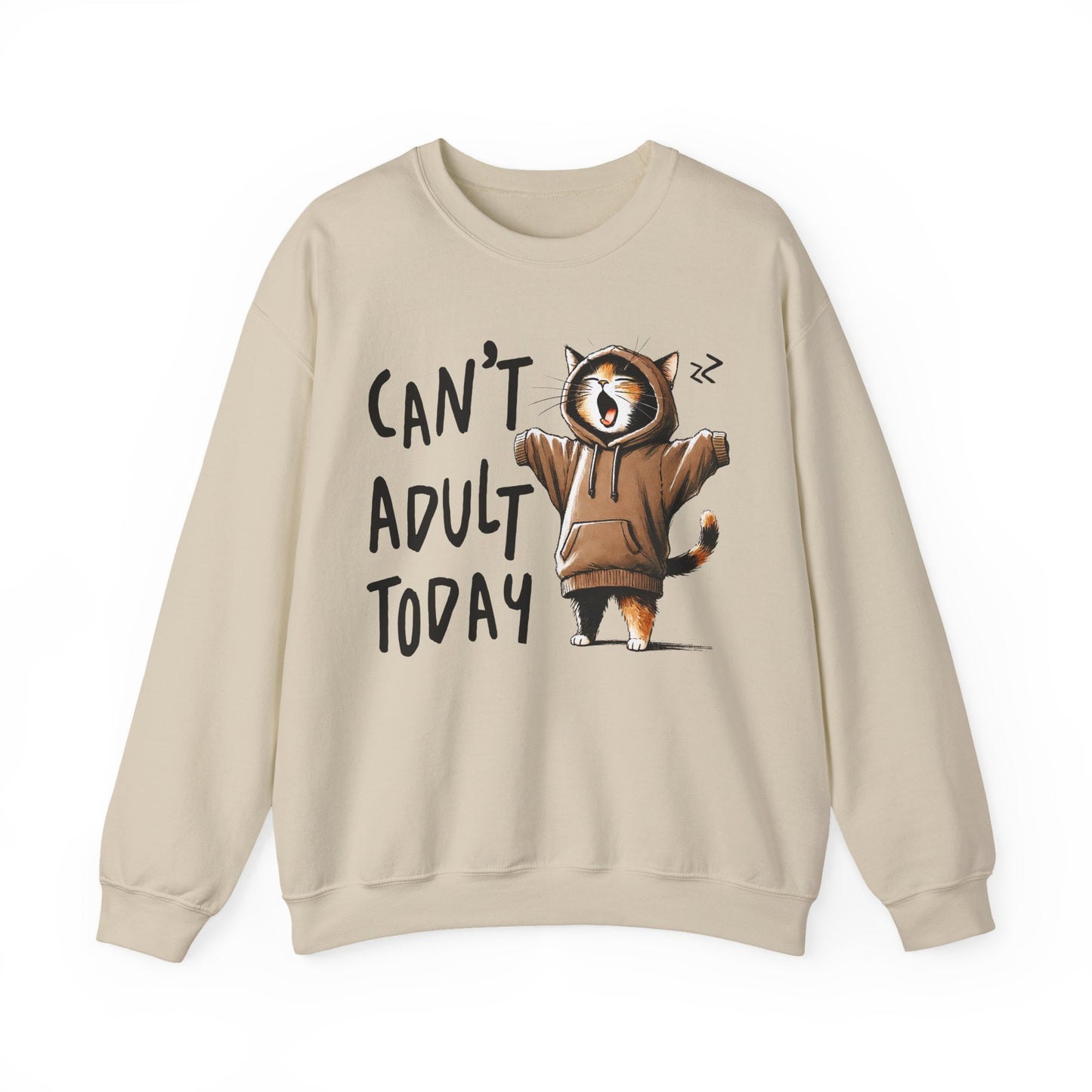 Cat Lover Sweatshirt, Funny Adulting Can't Adult Today, Fur Parents Gift, Crewneck Jumper, Cat Humor, Unisex Pullover