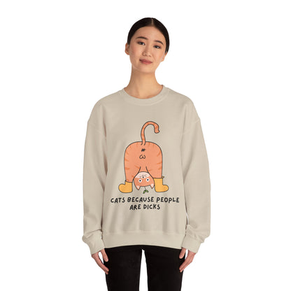 Cats Because People Are Dicks, Cat Mom, Cat Dad, Trendy Sweater, Cat Lovers, Quirky Gift, Fur Parents, Funny Fat Cat, College Sweatshirt