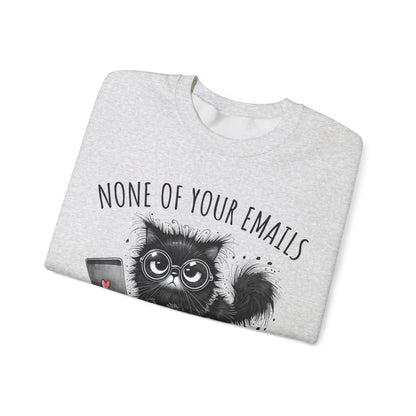Funny Cat Unisex Sweatshirt, Corporate Humor Gift for Colleague or Boss, Crewneck Jumper, Office Cat Lover Present, Cat Lady Work Apparel