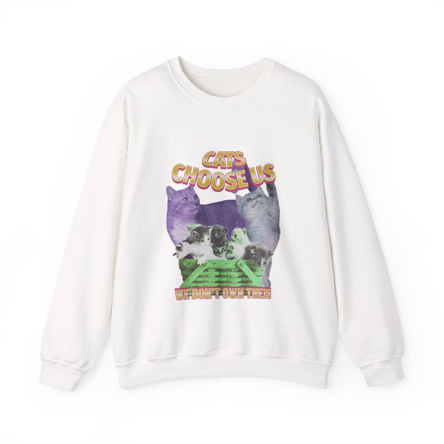 Cats Choose Us, Feline Lovers, Cute Sweatshirt for Fur Parents, Vintage Pullover, Retro College Shirt, Cozy Trendy, Pet Owner Mom Dad Gift