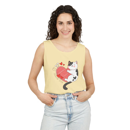 Meow You Bi-Color Cat Valentine Tank Top | Cat Couple Love