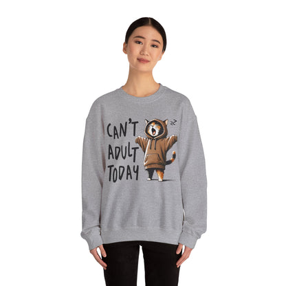 Cat Lover Sweatshirt, Funny Adulting Can't Adult Today, Fur Parents Gift, Crewneck Jumper, Cat Humor, Unisex Pullover