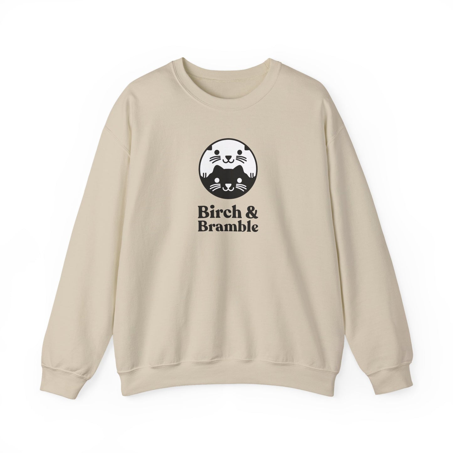 Black & White Cat Logo Sweatshirt — Birch & Bramble Cozy Crewneck