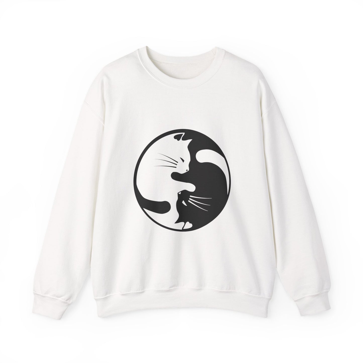 Yin Yang Cats, Feline Lovers, Cute Sweatshirt for Fur Parents, Kawaii Pullover, Black and White Cat, Cozy Trendy, Pet Owner Mom Dad Gift