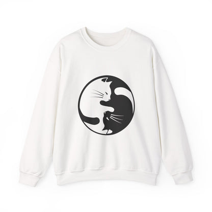 Yin Yang Cats, Feline Lovers, Cute Sweatshirt for Fur Parents, Kawaii Pullover, Black and White Cat, Cozy Trendy, Pet Owner Mom Dad Gift