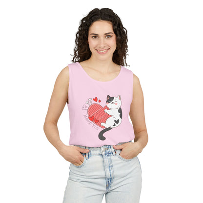 Meow You Bi-Color Cat Valentine Tank Top | Cat Couple Love