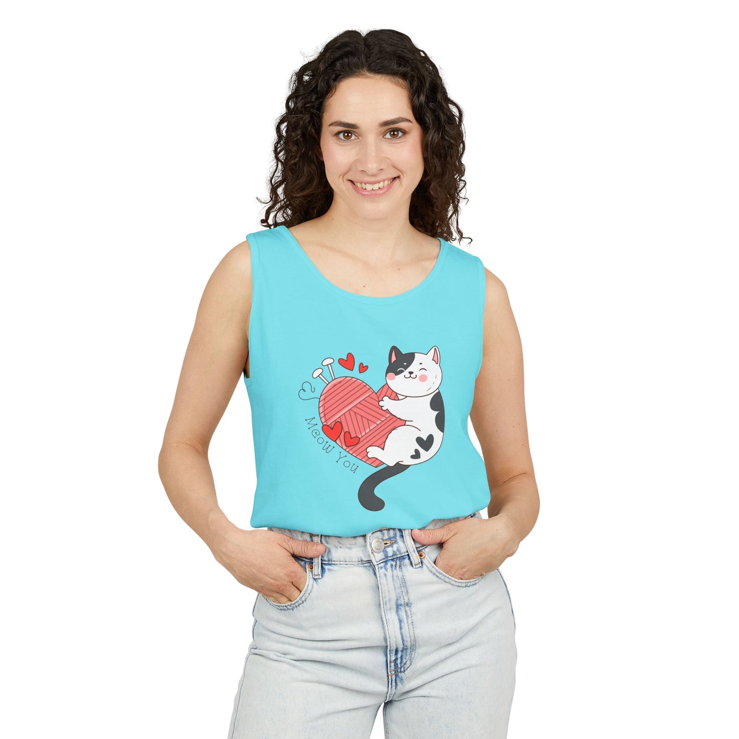 Meow You Bi-Color Cat Valentine Tank Top | Cat Couple Love