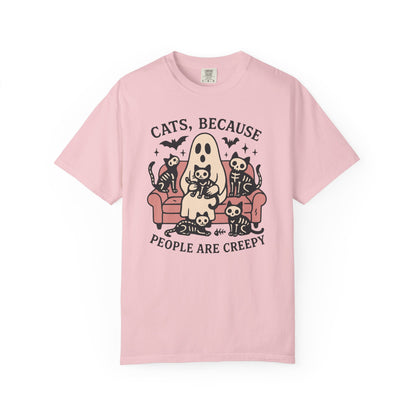Cats Because People Are Creepy, Funny Cat, Unisex T-shirt, Halloween Shirt, Cat Lover, Haunted Ghost Tee, Spooky Shirt, Halloween Costume