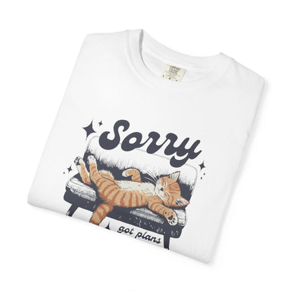 Sorry Got Plans Tired and Lazy Cat T-shirt | Funny Cat Tee