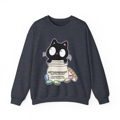 Cat as Antidepressant, College Sweatshirt, Gift For Fur Parent, Cat Mom, Cat Dad, Funny Cat Lover Sweater, Kawaii Shirt, Mental Health Humor