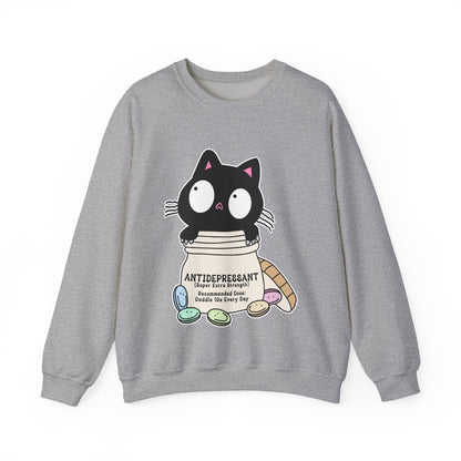 Cat as Antidepressant, College Sweatshirt, Gift For Fur Parent, Cat Mom, Cat Dad, Funny Cat Lover Sweater, Kawaii Shirt, Mental Health Humor