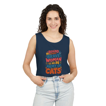 Behind Every Brave Woman Is An Army Of Cats Tank Top | Cat Lover Gift