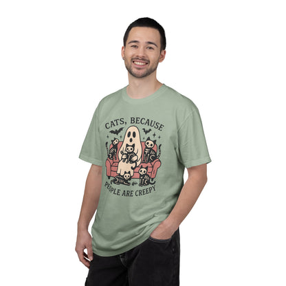 Cats Because People Are Creepy, Funny Cat, Unisex T-shirt, Halloween Shirt, Cat Lover, Haunted Ghost Tee, Spooky Shirt, Halloween Costume