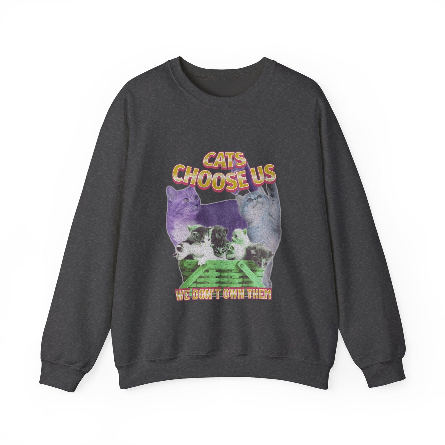 Cats Choose Us, Feline Lovers, Cute Sweatshirt for Fur Parents, Vintage Pullover, Retro College Shirt, Cozy Trendy, Pet Owner Mom Dad Gift